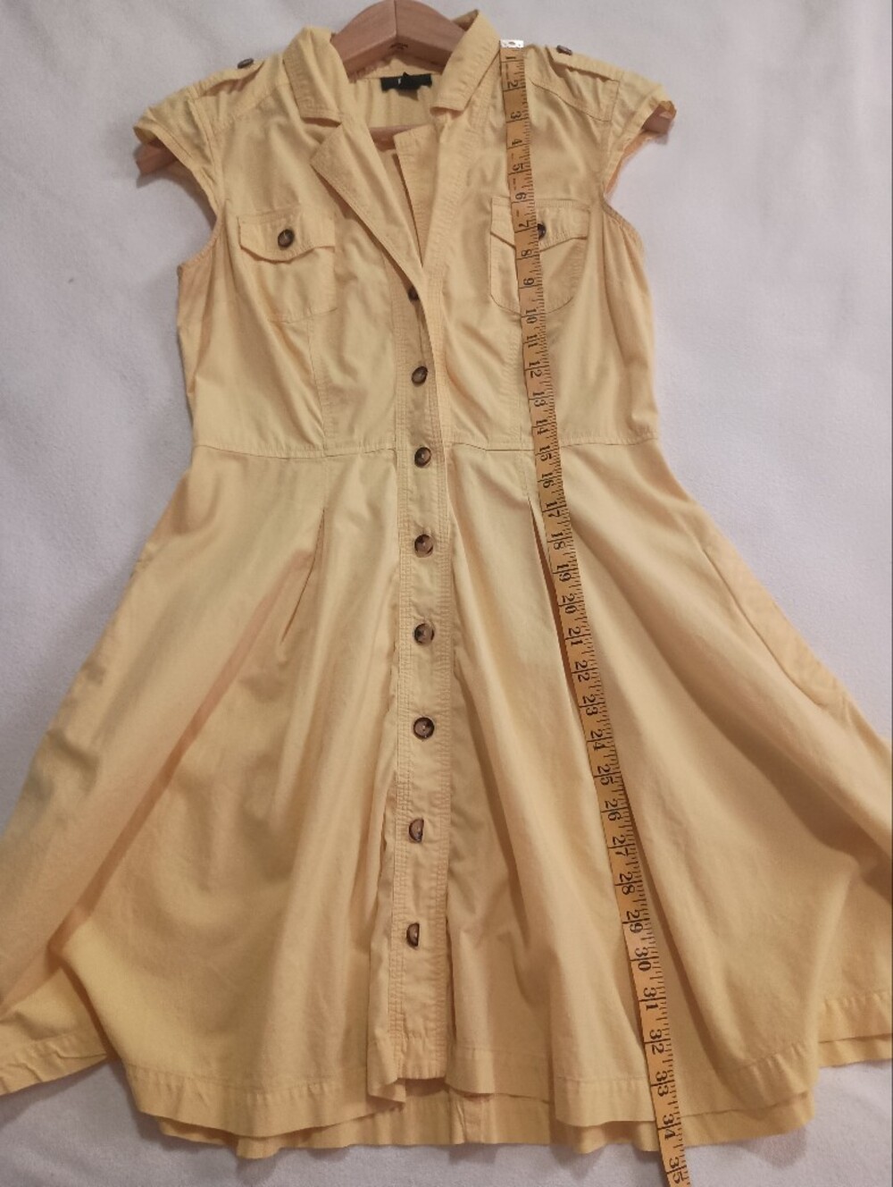 BCX- Yellow Button-Front Shirt Dress- Size M - Picture 6 of 8